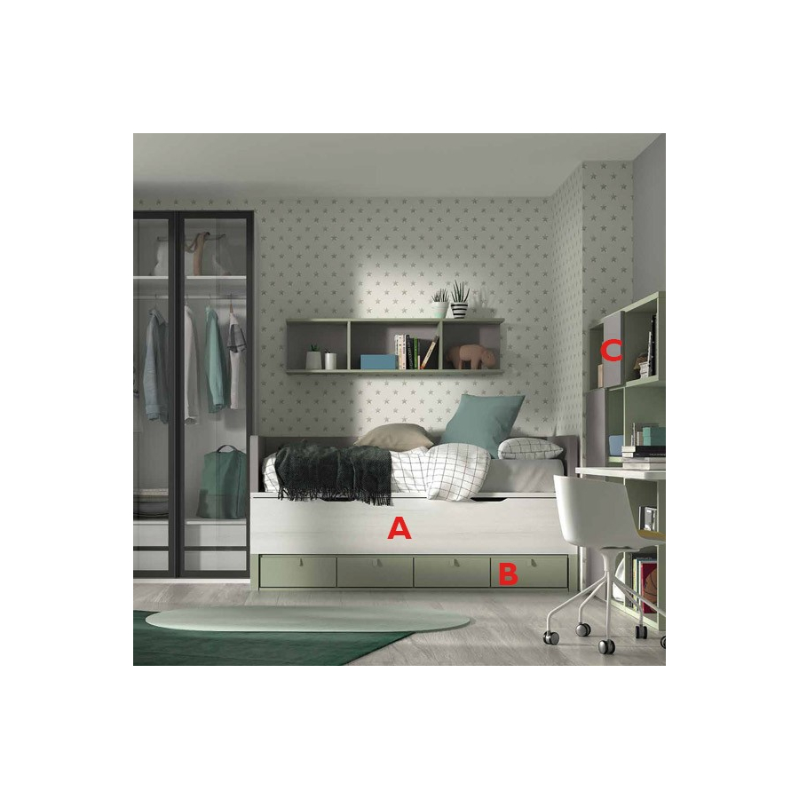 Dormitorio con armario y escritorio F003