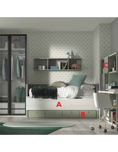 Dormitorio con armario y escritorio F003