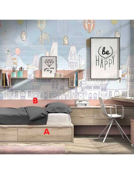 Dormitorio Juvenil F103 | Glicerio Chaves en Muebles Lara
