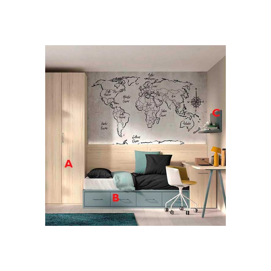 Dormitorio Juvenil F110 | Glicerio Chaves en Muebles Lara