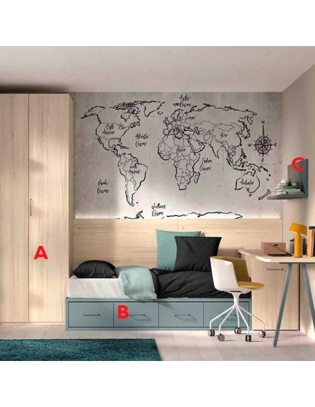 Dormitorio Juvenil F110 | Glicerio Chaves en Muebles Lara