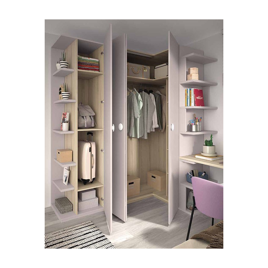 Dormitorio juvenil compacto con armario F009