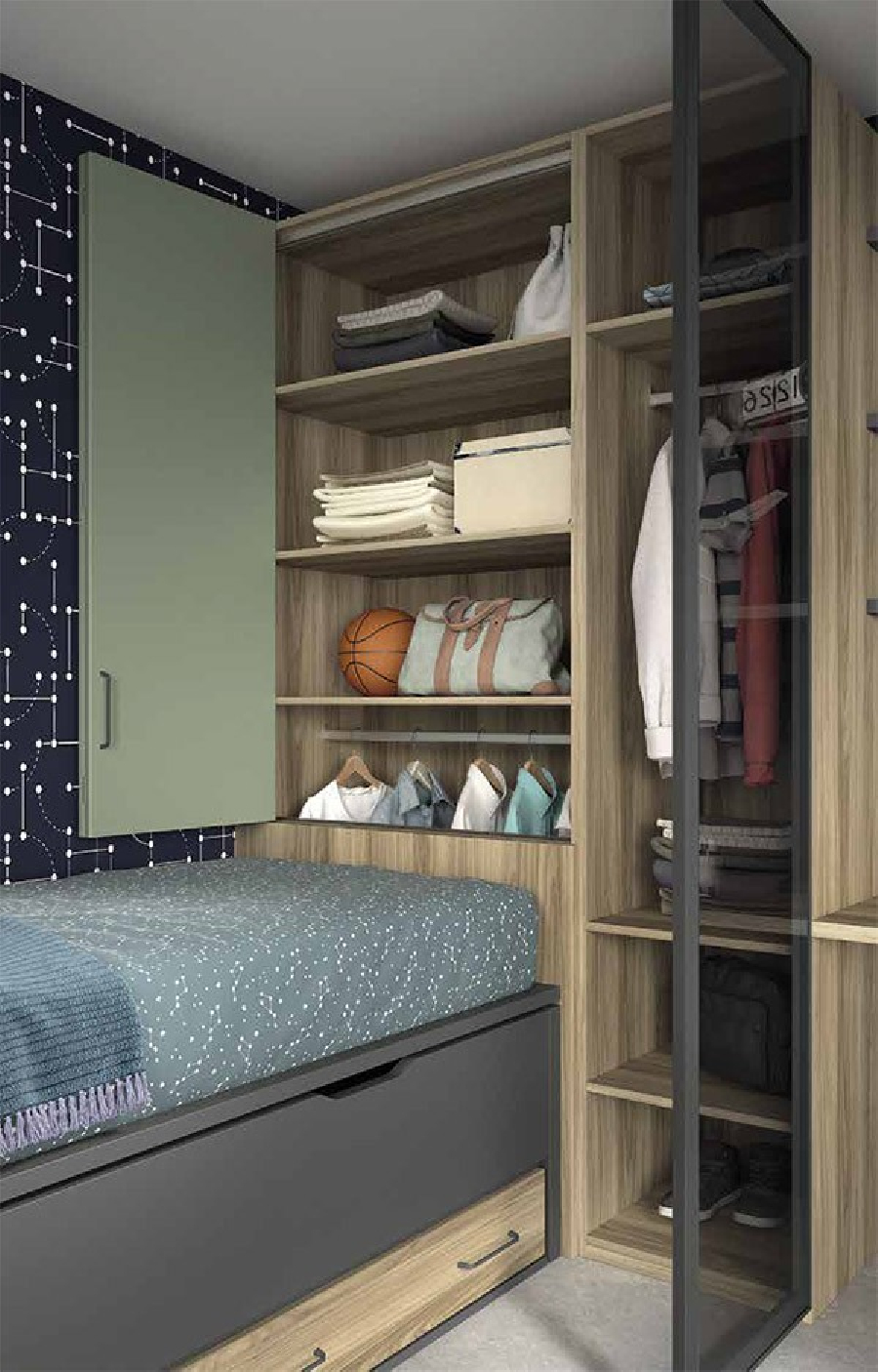 Dormitorio juvenil compacto F010
