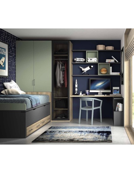 Dormitorio juvenil con zona de estudio F010