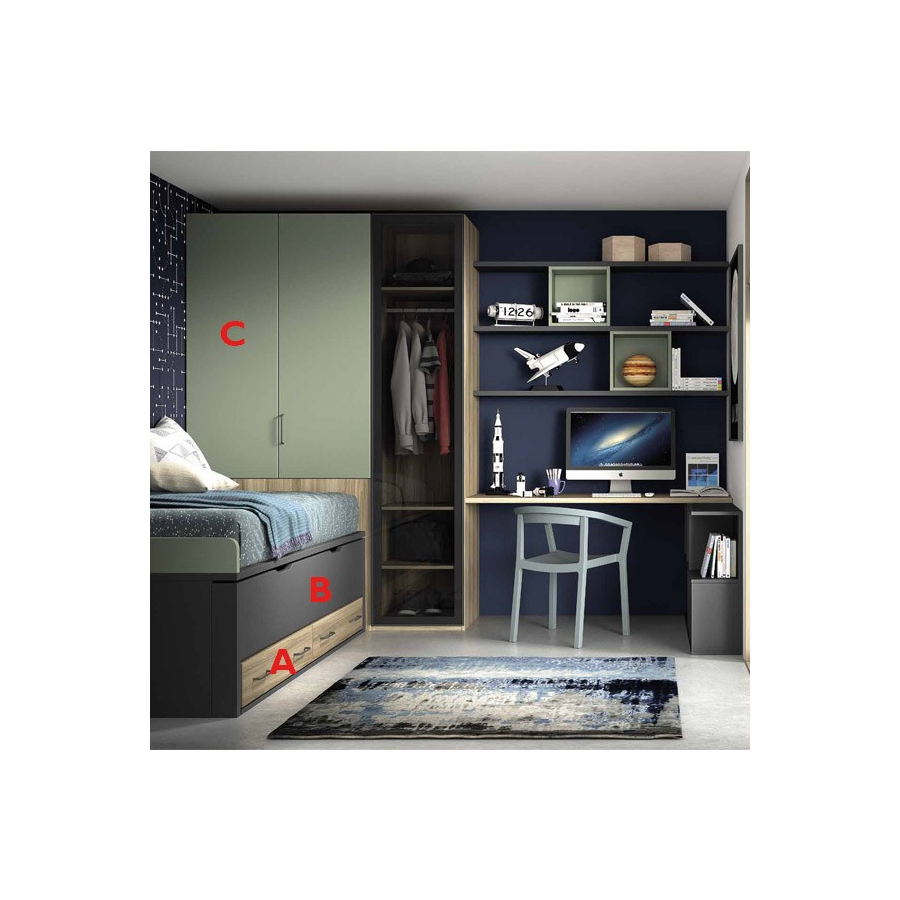 Dormitorio juvenil con cama nido Glicerio Chaves