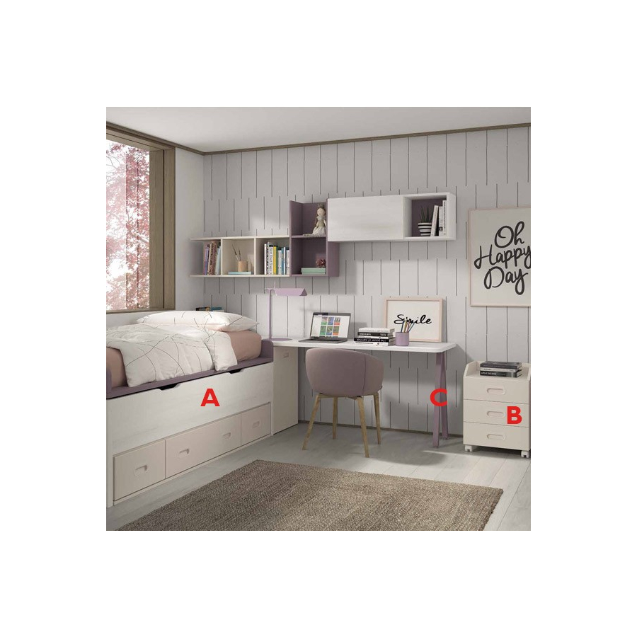 Dormitorio juvenil con cama nido