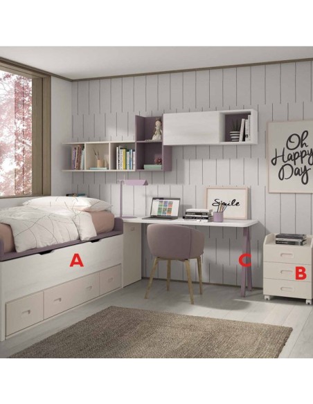 Dormitorio juvenil con cama nido