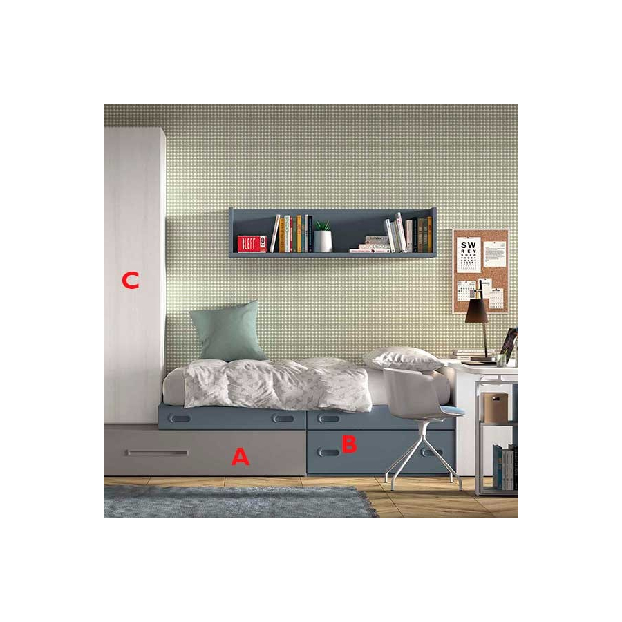 Dormitorio Juvenil F154 | Glicerio Chaves en Muebles Lara