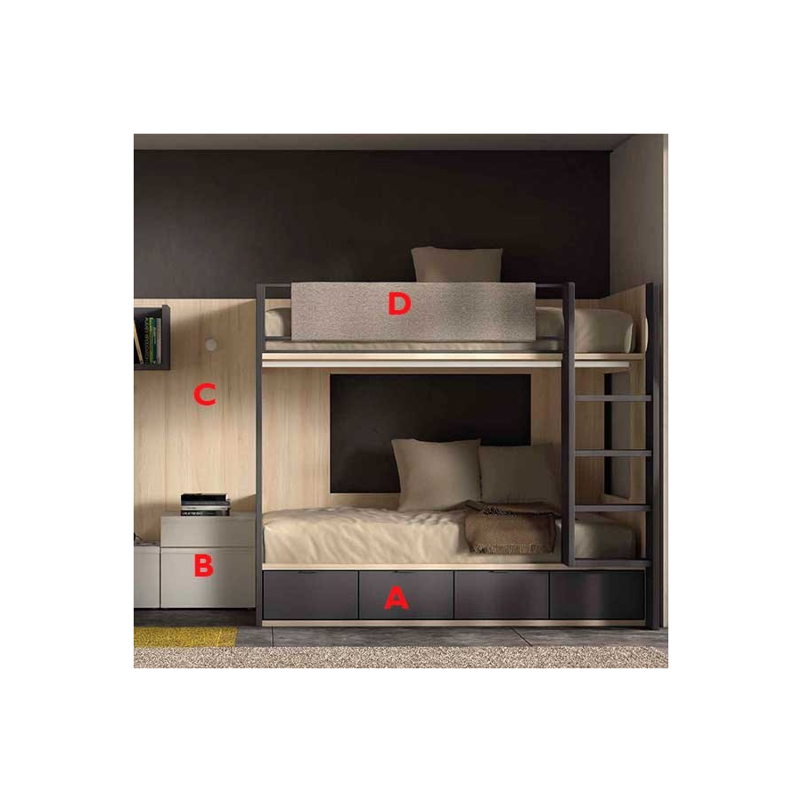 Dormitorio Juvenil con Litera F201 acabados