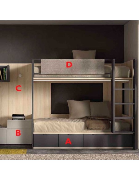 Dormitorio Juvenil con Litera F201 acabados