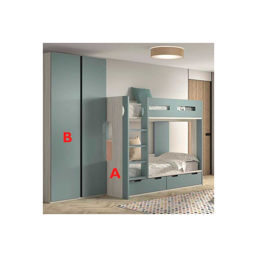 Dormitorio Juvenil con Litera F203 acabados