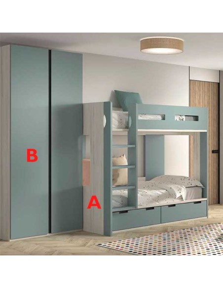 Dormitorio Juvenil con Litera F203 acabados
