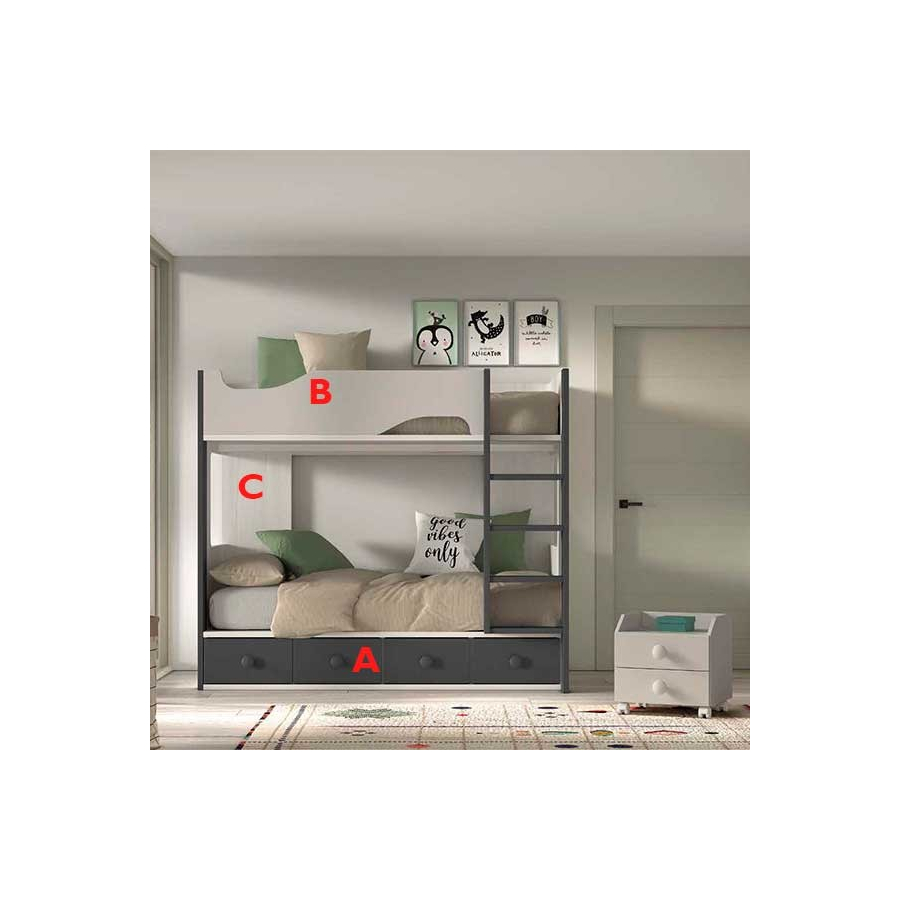 Dormitorio Juvenil con Litera F204 acabados