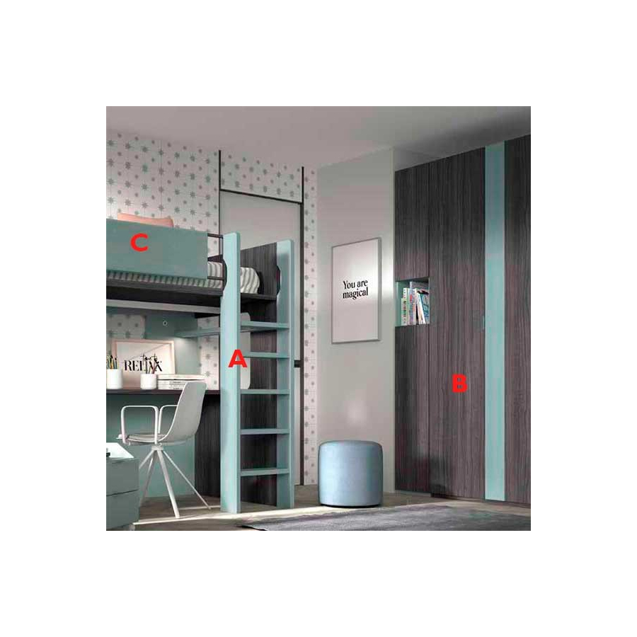 Dormitorio Juvenil con Litera F205 acabados