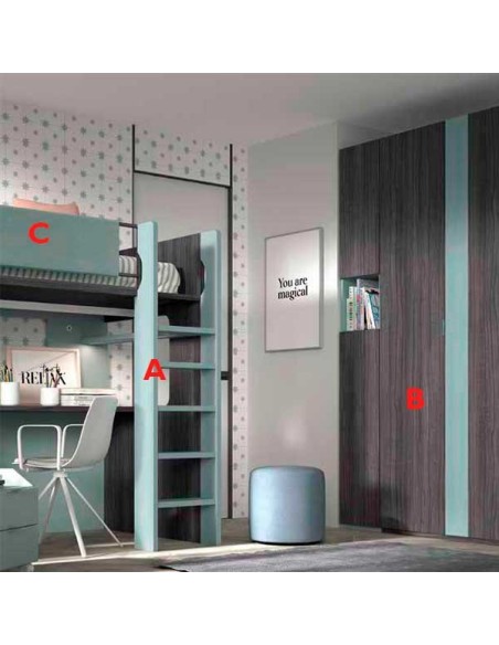 Dormitorio Juvenil con Litera F205 acabados