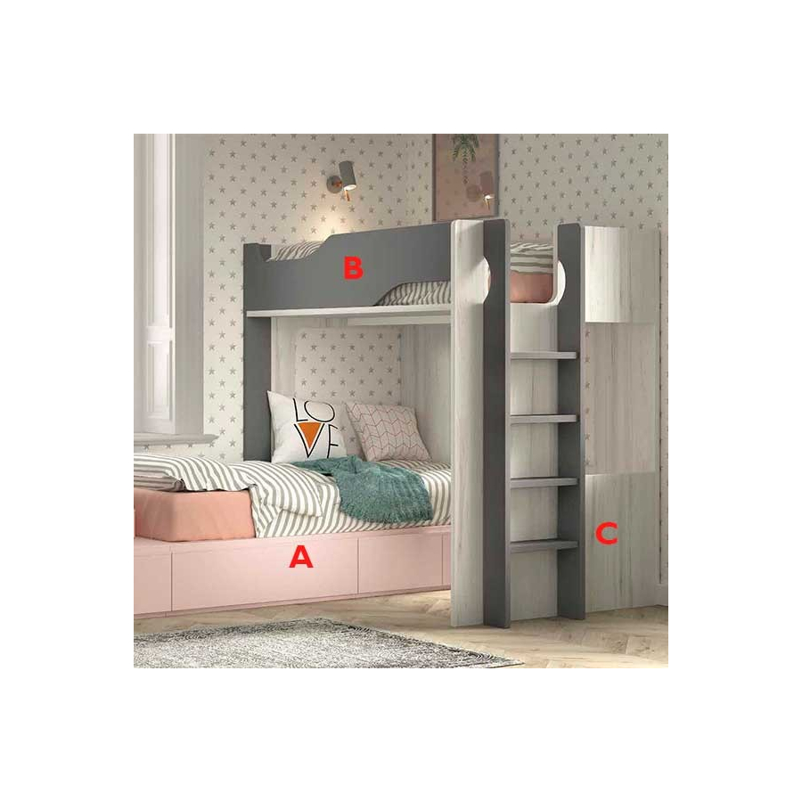 Dormitorio Juvenil con Litera F206 ACABADOS