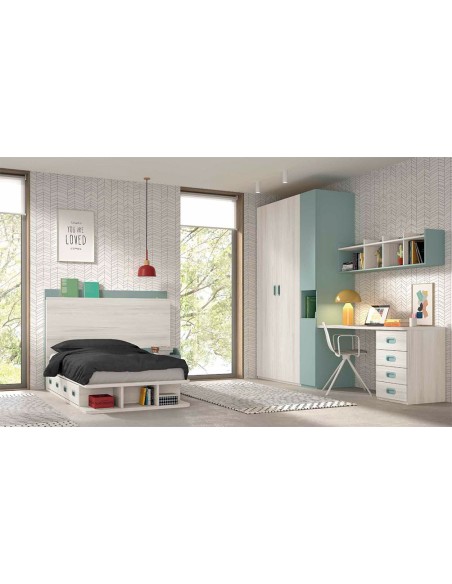 Dormitorio juvenil F305 fabricado en melamina