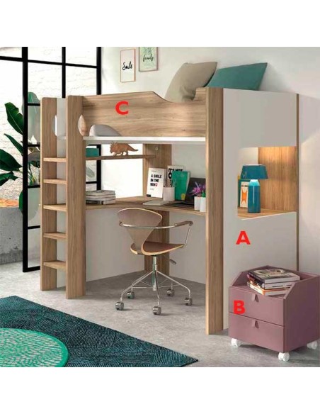 Dormitorio Juvenil con Litera F207 ACABADOS