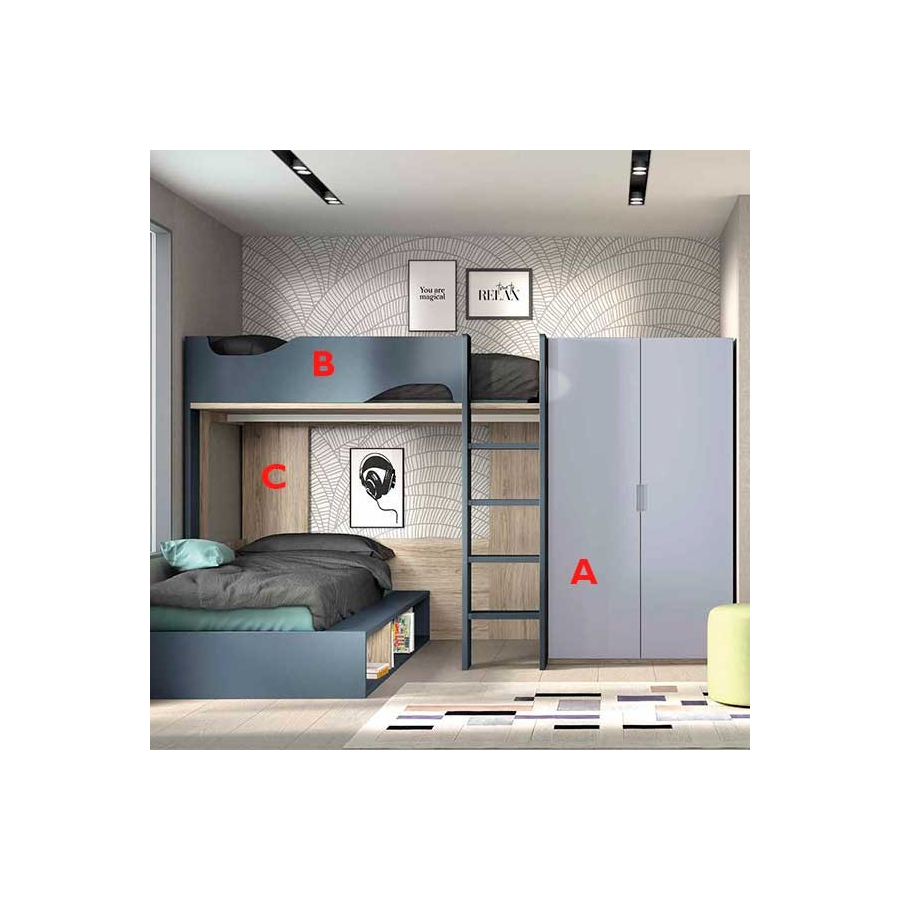 Dormitorio Juvenil con Litera F208 acabados