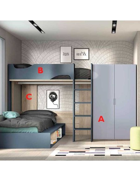 Dormitorio Juvenil con Litera F208 acabados
