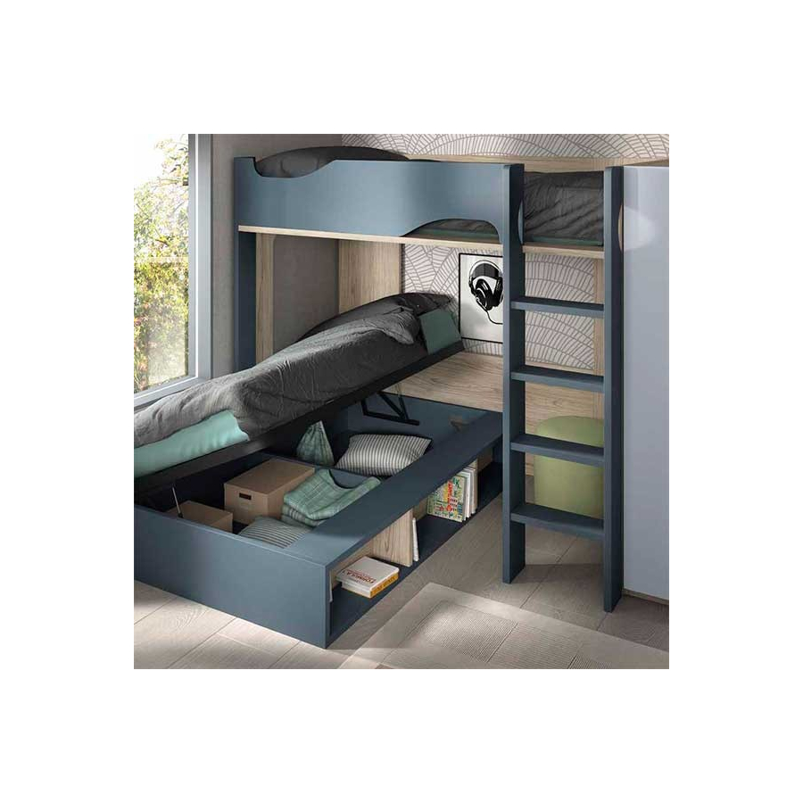 Dormitorio Juvenil con Litera F208 bañera elevable