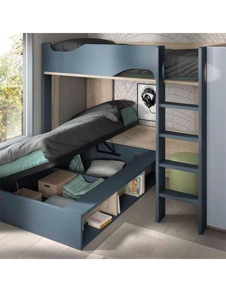 Dormitorio Juvenil con Litera F208 bañera elevable