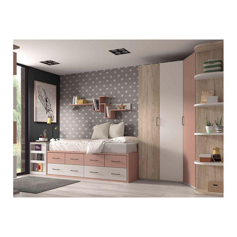 Dormitorio juvenil con escritorio y armario