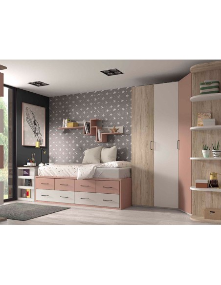 Dormitorio juvenil con escritorio y armario