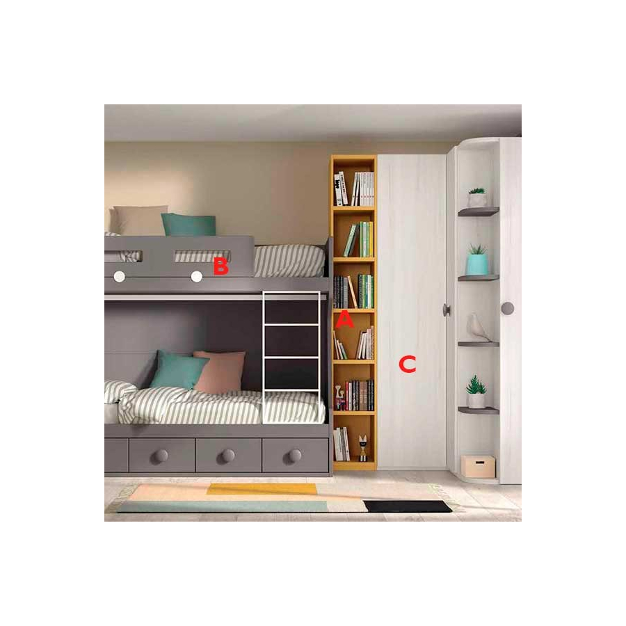 Dormitorio Juvenil con Litera F209  Glicerio Chaves acabados