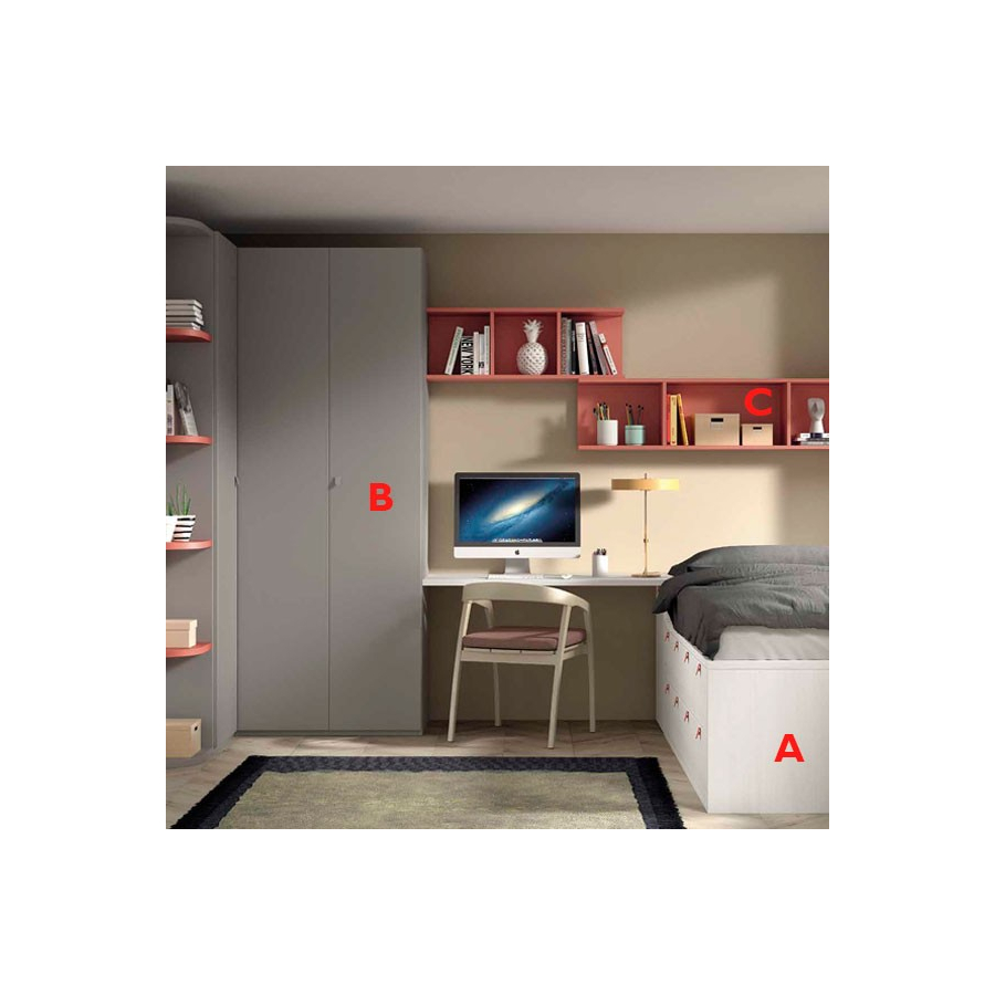 Dormitorio juvenil melamina F024