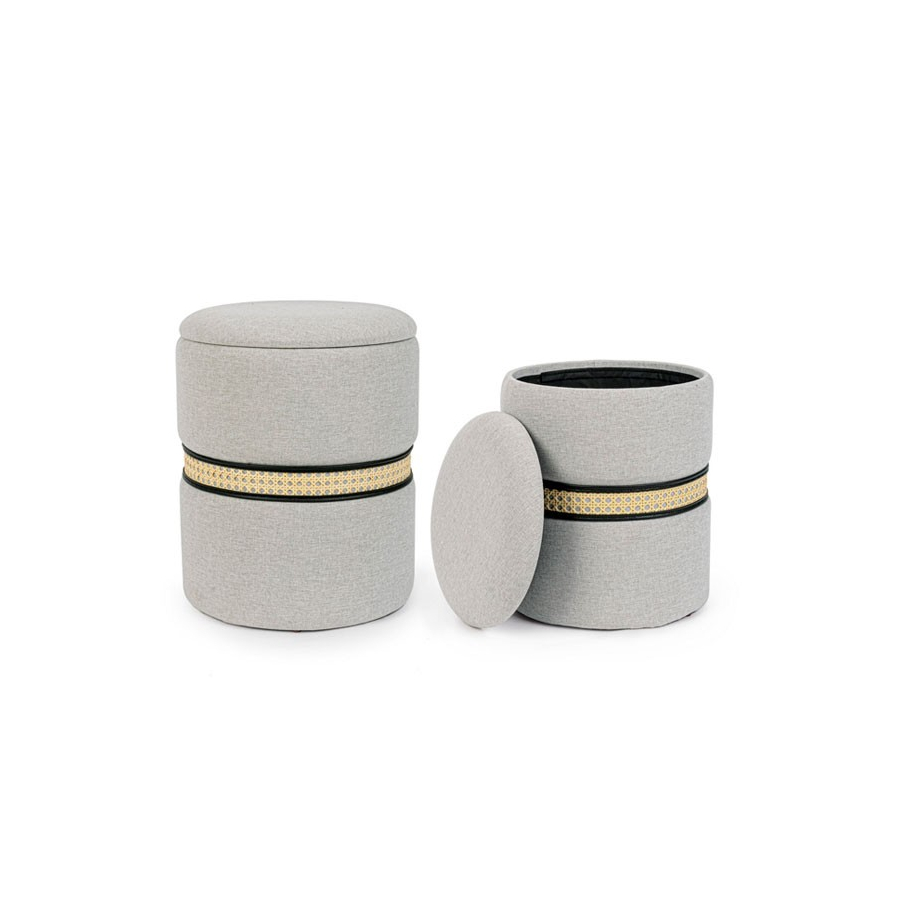 Set 2 pouf Karina gris