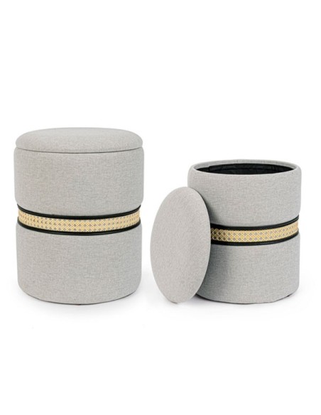 Set 2 pouf Karina gris