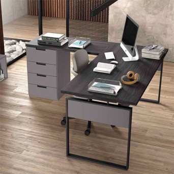 Mesa de despacho y librería a pared fabricadas en melamina 2