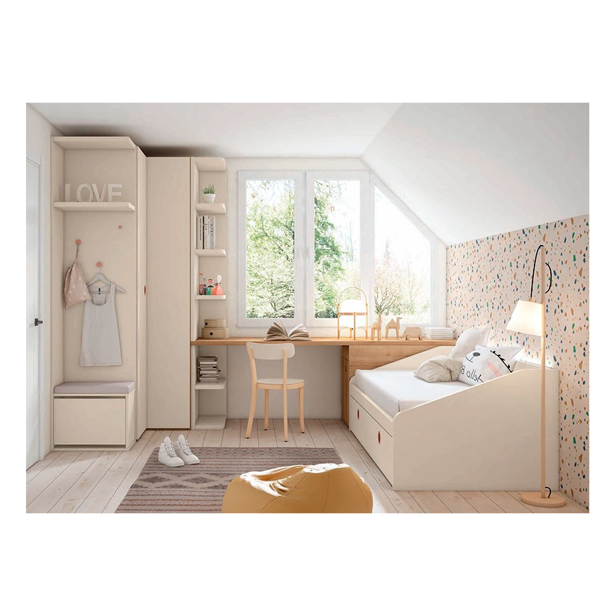 Dormitorio Juvenil de la firma nacional Lan Mobel fabricado en melamina