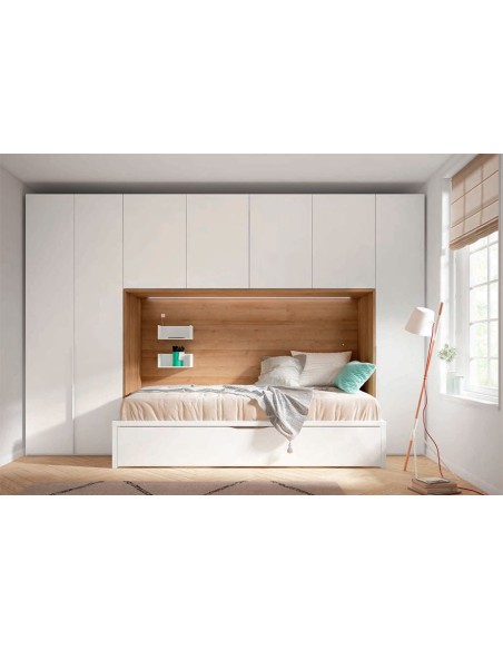 Dormitorio juvenil con puente y cama nido