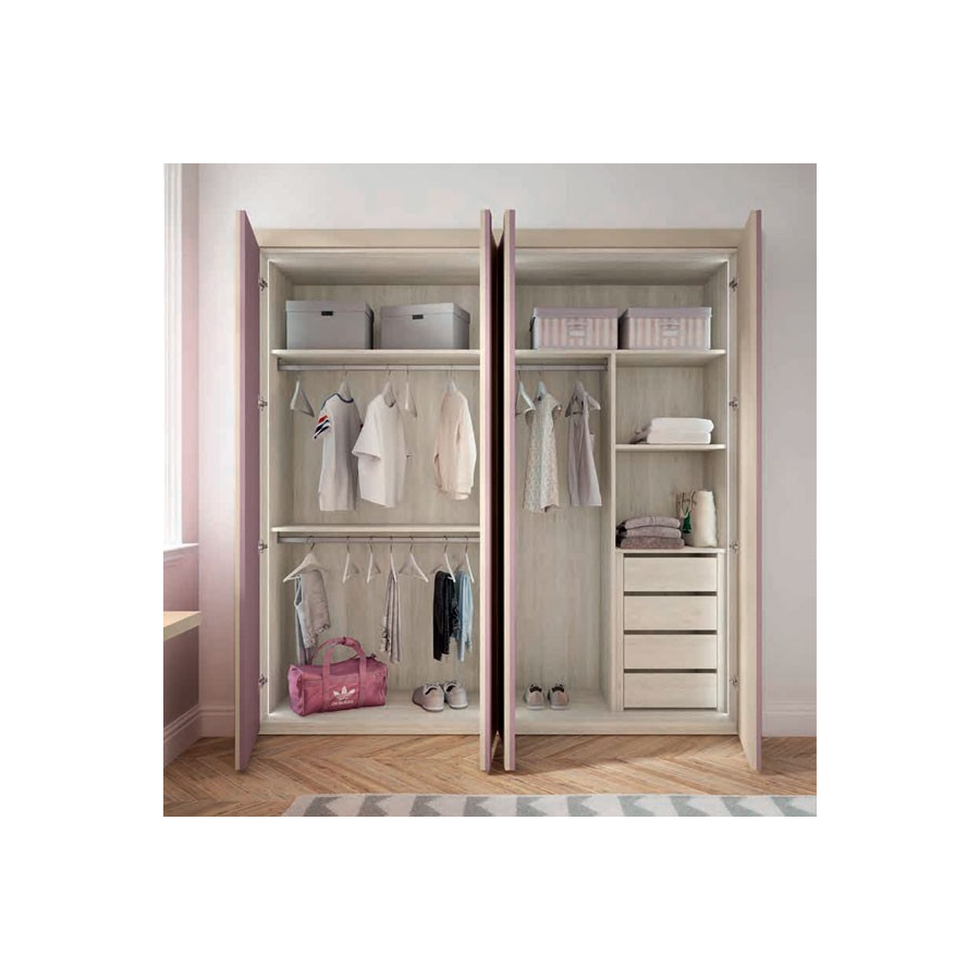 Armario de 4 puertas batientes con distribución interior personalizada