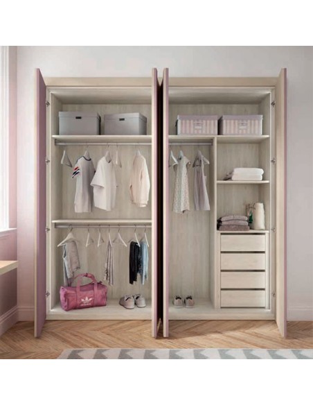 Armario de 4 puertas batientes con distribución interior personalizada