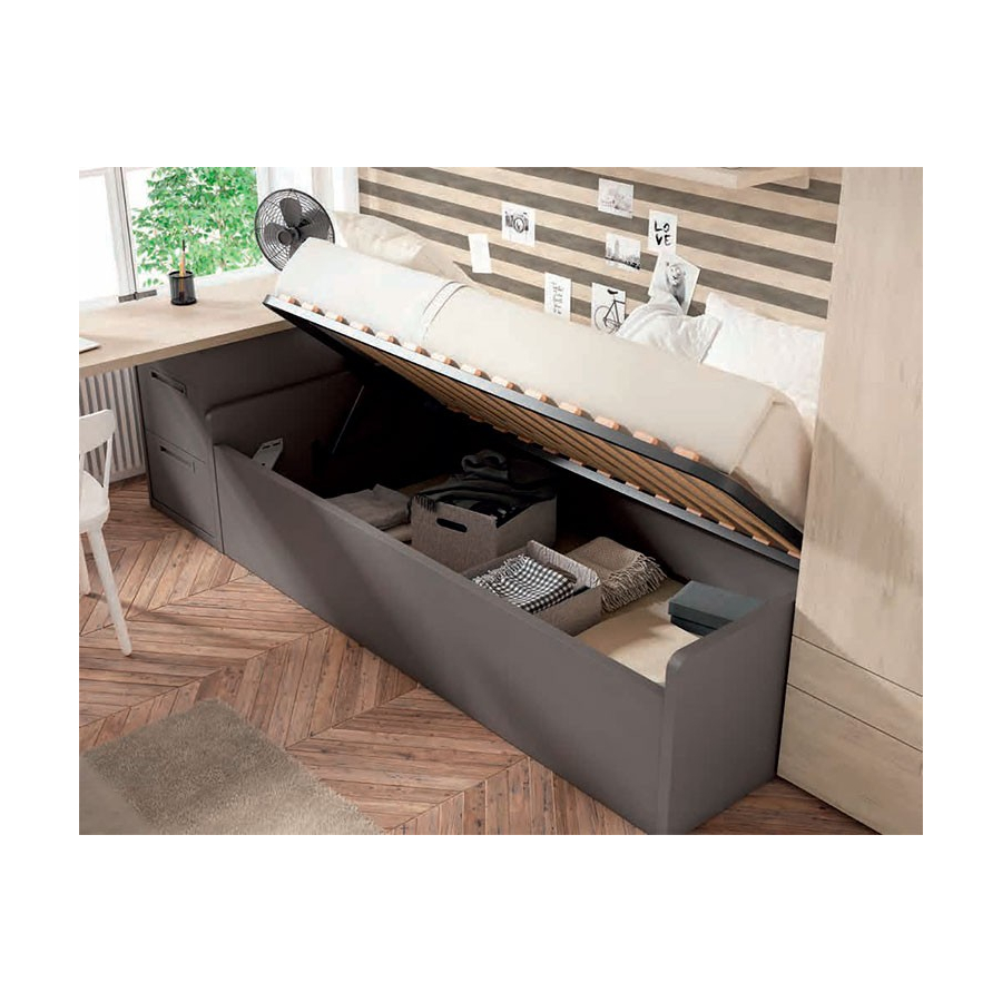 Cama con arcón para habitación juvenil de Lan Mobel