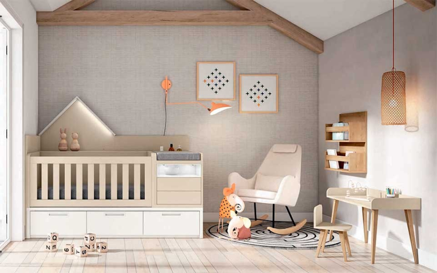 Dormitorio infantil con cama convertible a cuna de Lan Mobel