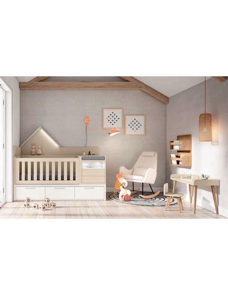 Dormitorio infantil con cama convertible a cuna de Lan Mobel