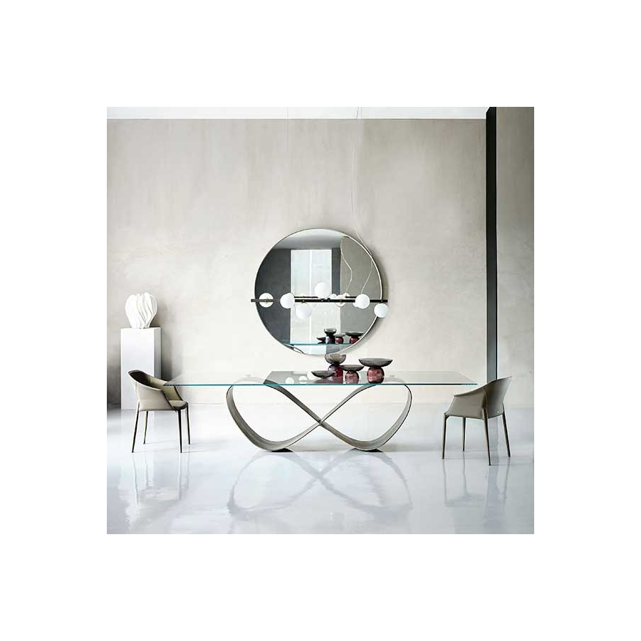 Mesa Butterfly con tapa de cristal transparente