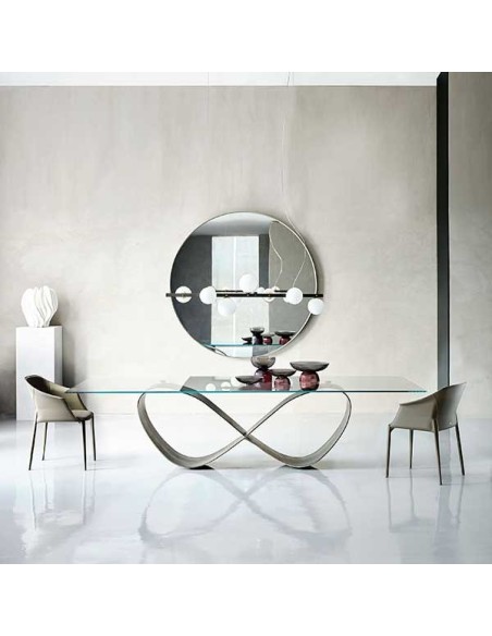 Mesa Butterfly con tapa de cristal transparente