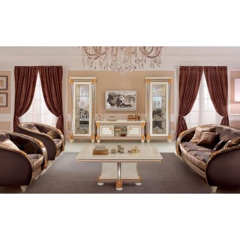 Salón Liberty de Arredoclassic, con mueble tv y dos vitrinas 2
