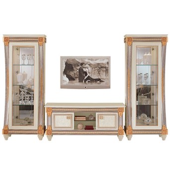 Salón Liberty de Arredoclassic, con mueble tv y dos vitrinas