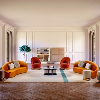 Wavy curved sofa Vismara Design 2