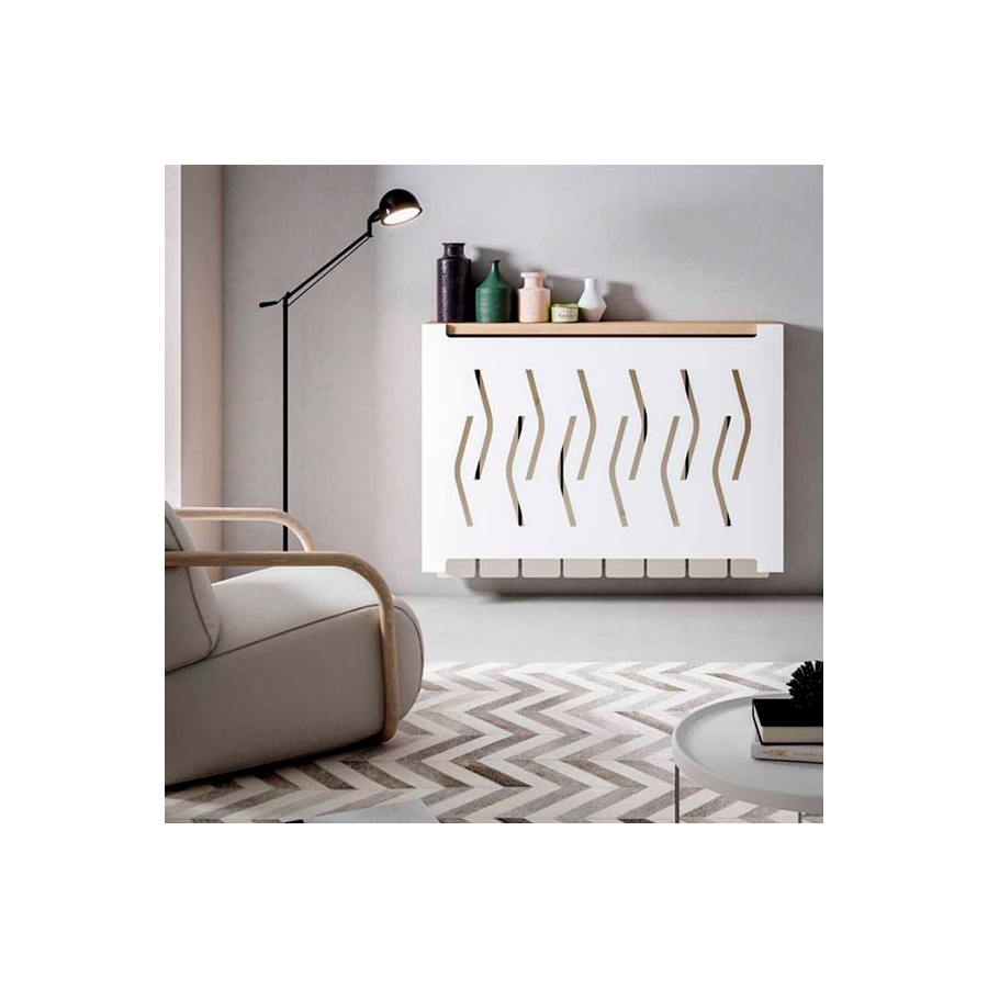 Cubreradiador con panel decorativo colgado a pared