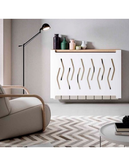 Cubreradiador con panel decorativo colgado a pared