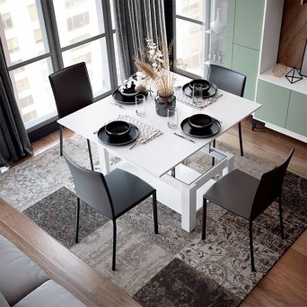 Mesa de centro elevable a mesa de comedor en Muebles Lara