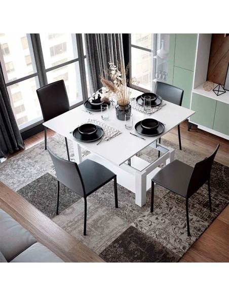 Mesa de centro elevable a mesa de comedor en Muebles Lara
