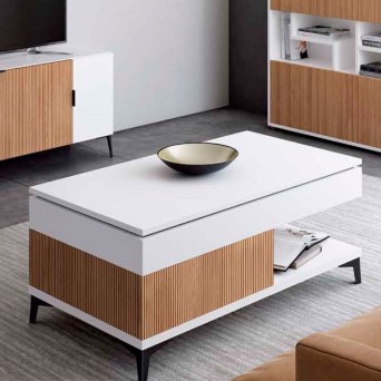 Mesa de centro con patas metálicas elevable